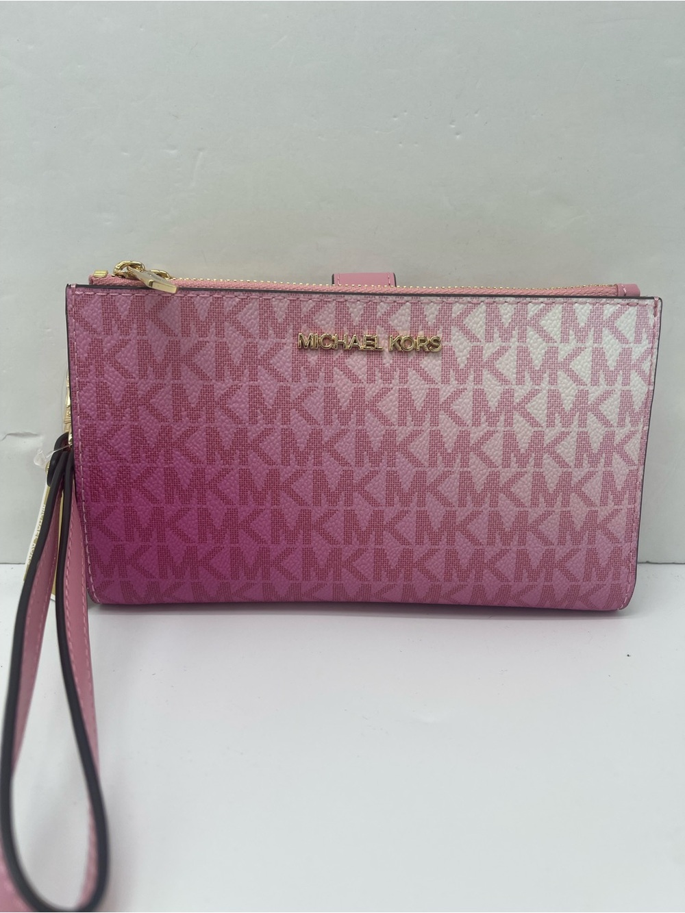 Michael Kors Jet Set Lg Double Zip Ombré Sign Logo Wristlet Wallet Carnation 
NW - Picture 2 of 16